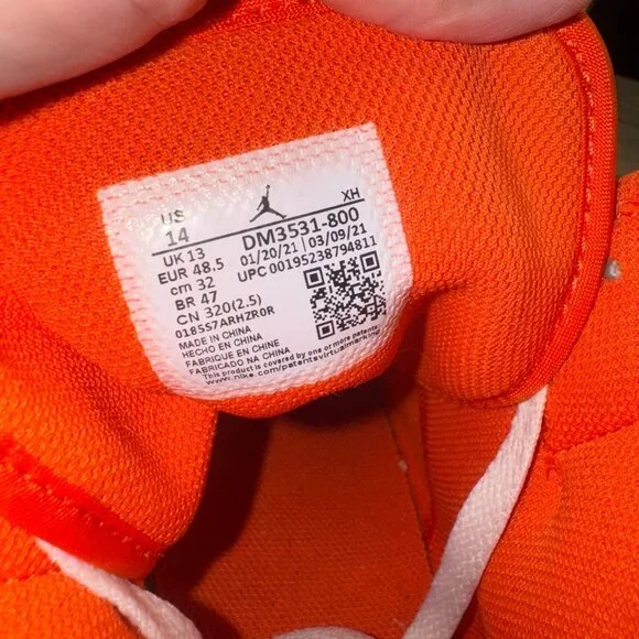 Nike Men's Air Jordan 1 SE Mid Electro Orange White Retro Size 14 (DM3531-800) - Picture 6 of 9